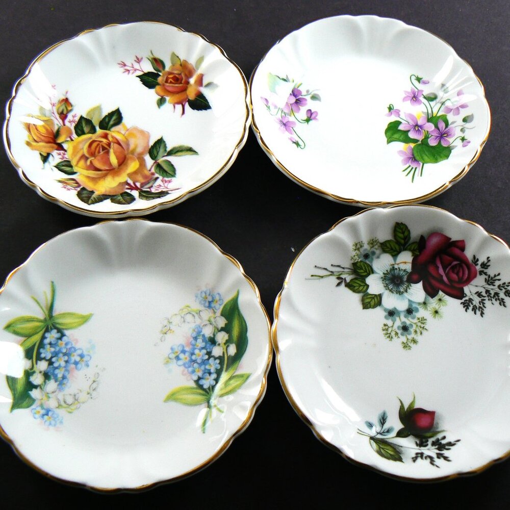 SET OF 4 BUTTER PAT PRINCES HOUSE HAMMERSLEY FINE BONE CHINA SPODE MEMEBER ENGLA